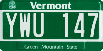 VT license plate YWU147