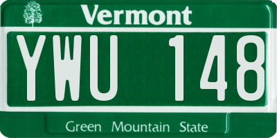 VT license plate YWU148
