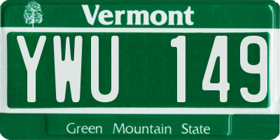 VT license plate YWU149