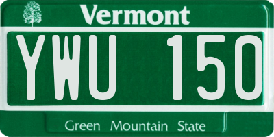 VT license plate YWU150