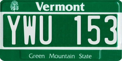 VT license plate YWU153