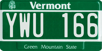 VT license plate YWU166