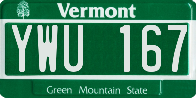 VT license plate YWU167