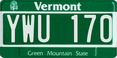 VT license plate YWU170