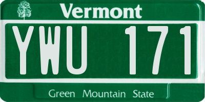 VT license plate YWU171