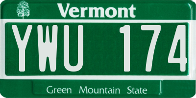 VT license plate YWU174