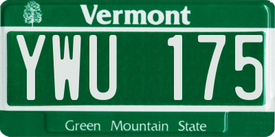 VT license plate YWU175
