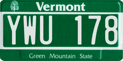 VT license plate YWU178