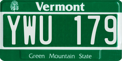 VT license plate YWU179
