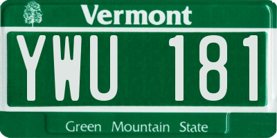 VT license plate YWU181