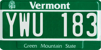 VT license plate YWU183