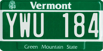 VT license plate YWU184