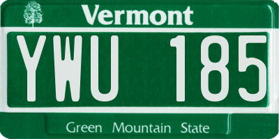 VT license plate YWU185