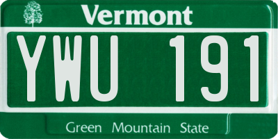 VT license plate YWU191