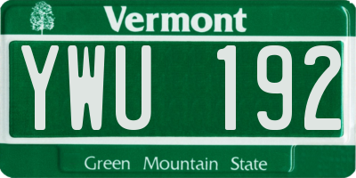 VT license plate YWU192