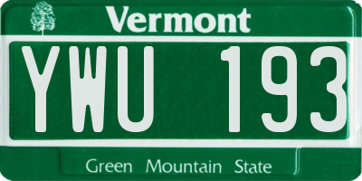 VT license plate YWU193