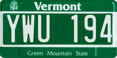 VT license plate YWU194