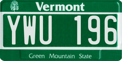 VT license plate YWU196