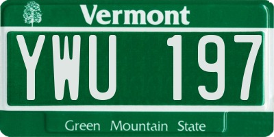 VT license plate YWU197