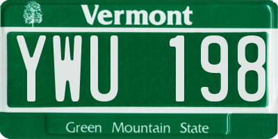 VT license plate YWU198