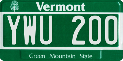 VT license plate YWU200