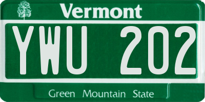 VT license plate YWU202