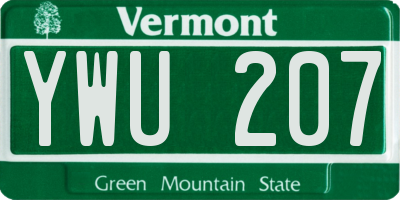 VT license plate YWU207