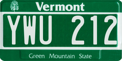 VT license plate YWU212