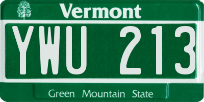 VT license plate YWU213