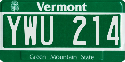 VT license plate YWU214