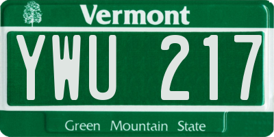 VT license plate YWU217