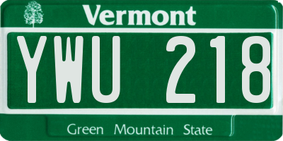VT license plate YWU218