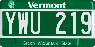 VT license plate YWU219