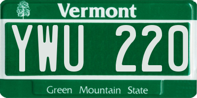 VT license plate YWU220