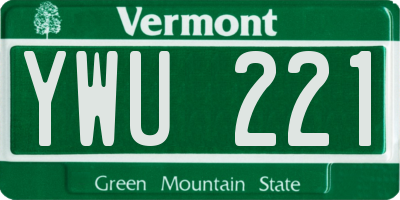 VT license plate YWU221