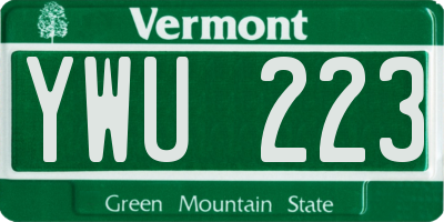 VT license plate YWU223