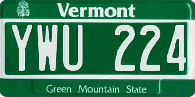 VT license plate YWU224