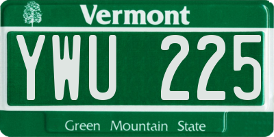 VT license plate YWU225