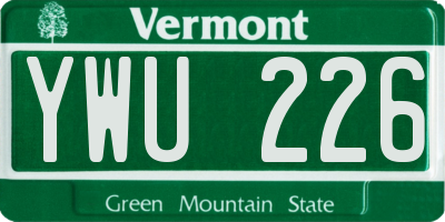 VT license plate YWU226
