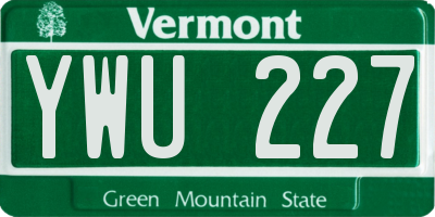 VT license plate YWU227