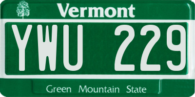 VT license plate YWU229