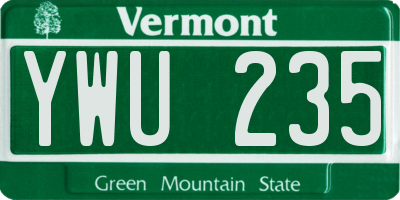 VT license plate YWU235