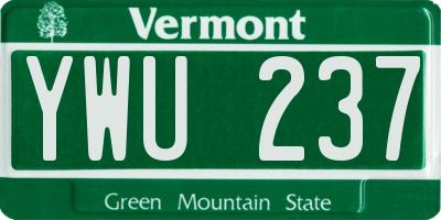 VT license plate YWU237