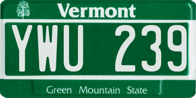 VT license plate YWU239