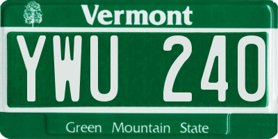 VT license plate YWU240