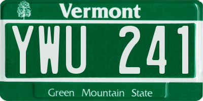 VT license plate YWU241