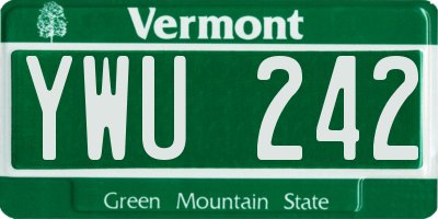 VT license plate YWU242