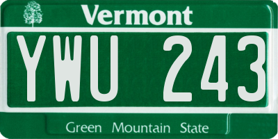 VT license plate YWU243