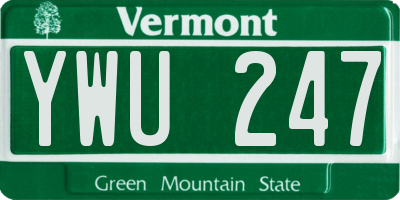 VT license plate YWU247
