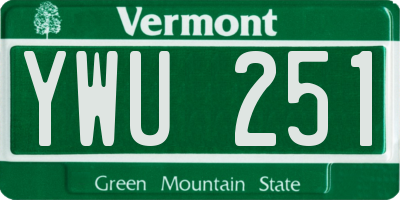 VT license plate YWU251